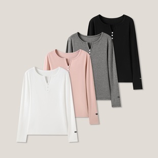 【美美粉丝专享】纯色简约休闲百搭套头圆领长袖T恤SS28013