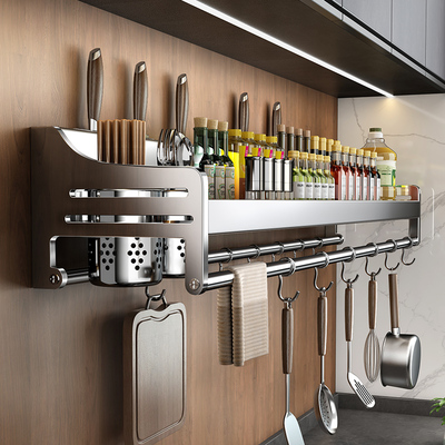 厨房多功能置物架壁挂式免打孔调味料筷子刀架收纳架家用用品大全