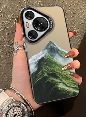 绿色山脉适用华为pura70pro手机壳mate80荣耀500治愈系win小清新nova15小众magic7高级感14/x60/400/300/13/9