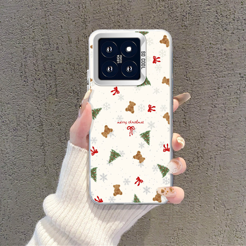 适用圣诞手机壳小熊雪花蝴蝶结