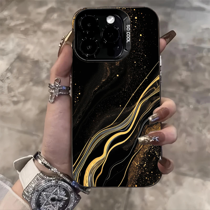 黑金流沙手机壳招财小众高级感