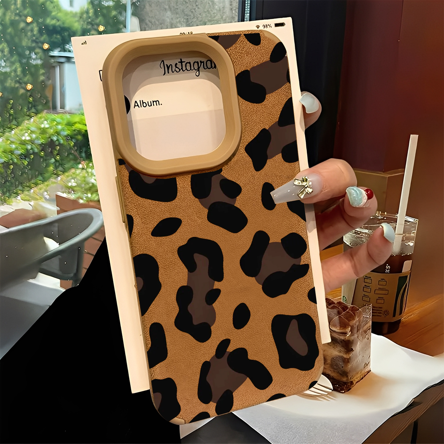 适用豹纹手机壳美拉德棕色秋冬