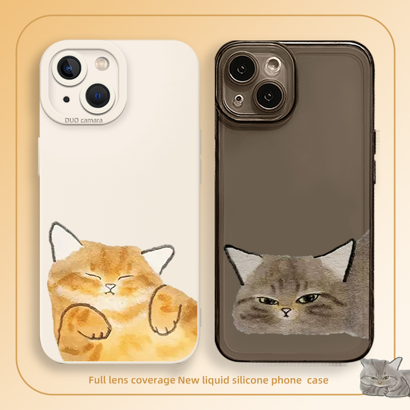 可爱狸花猫情侣手机壳橘猫创意