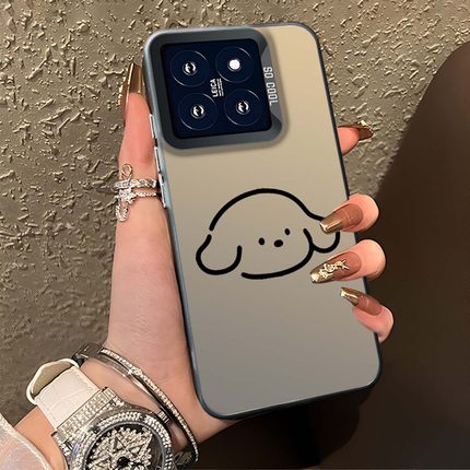 线条小狗适用小米15手机壳17ultra红米k80情侣note14pro+猫咪k70可爱13简约k90小众12高级感turbo4pro/k60/50