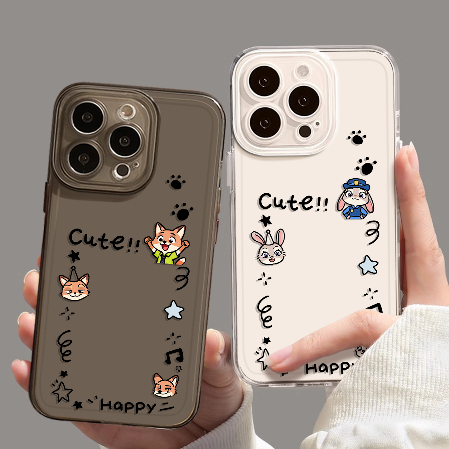 适用疯狂动物城手机壳情侣拍立得