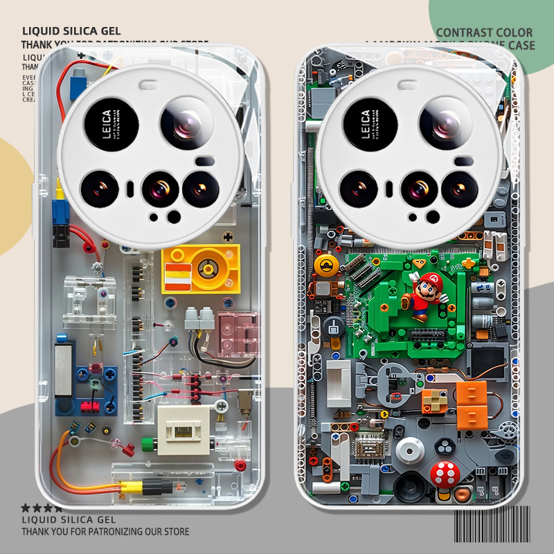 马里奥手机壳机械积木乐高电路板