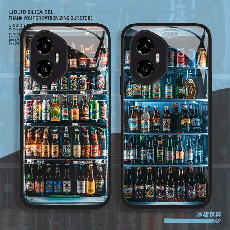 冰箱手机壳适用荣耀x50可乐magic7啤酒300pro夏日power小清新200搞怪60汽水90饮料gt夏季80高级感70新款100套