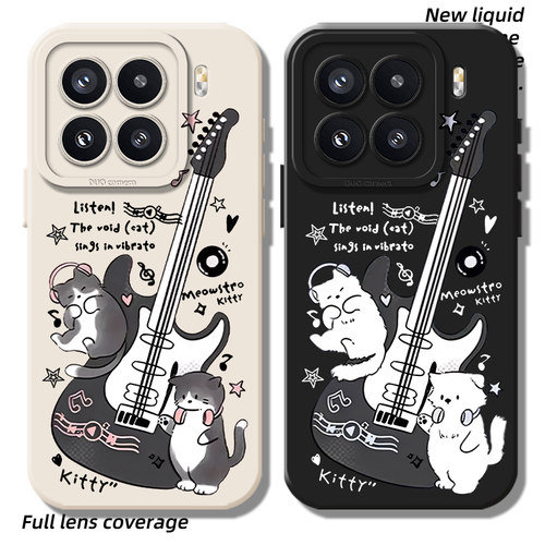适用涂鸦吉他手机壳猫咪情侣梓渝