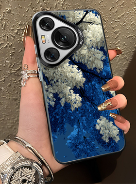 蓝色繁花手机壳适用荣耀magic8小众400华为pura70pro高级感mate40pro/nova14/x50/p80/13/power/300/200/12se