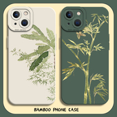 新中式 叶子适用苹果17promax手机壳iphone16国风opporeno15禅意vivox300一加ace6竹叶iqooneo11竹子findx9