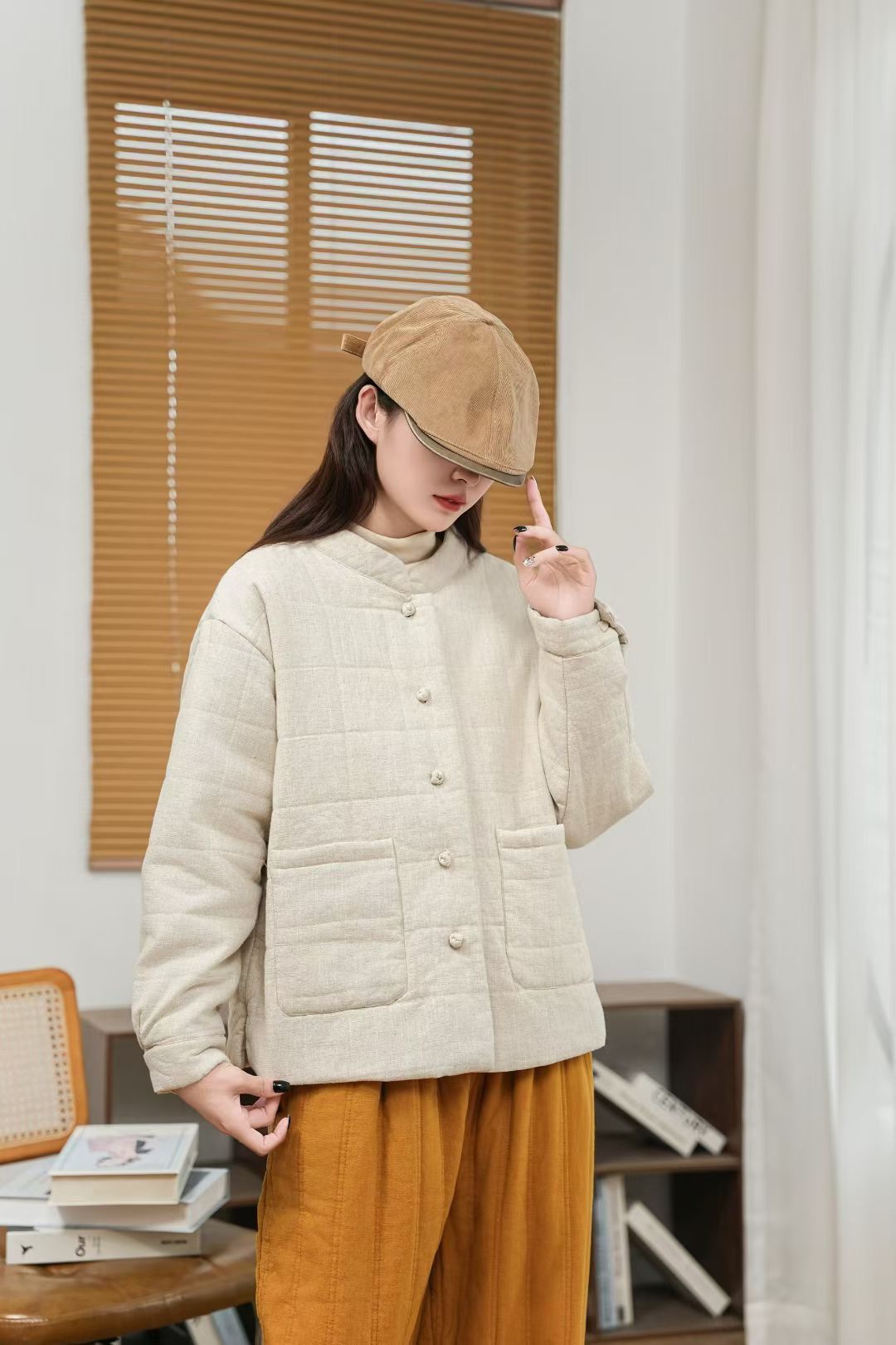 一度唯一I原创设计定制亚麻棉服上衣外套百搭减龄