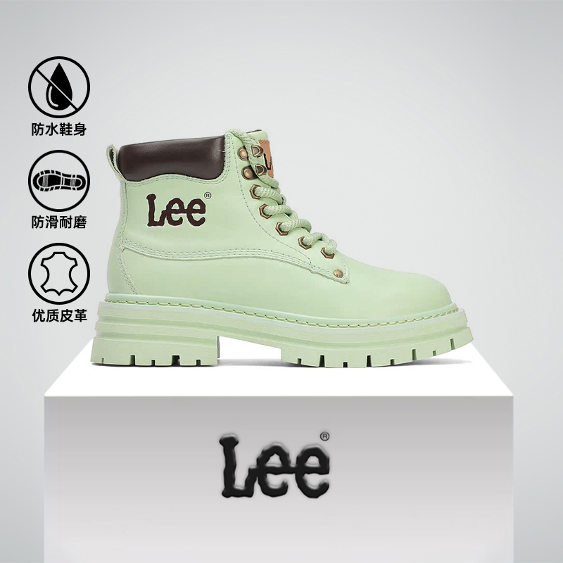 Lee厚底增高女士马丁靴保暖绒里