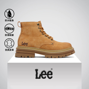 Lee單靴大黃靴女短筒靴2025冬季 靴真皮馬丁靴小個(gè)子女靴 厚底工裝