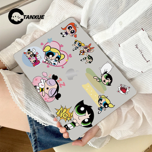 可爱飞天小女警适用于苹果华为电脑macbook15保护壳mac笔记本新款 檀雪M2pro15寸macbookair13膜M3轻薄冰晶壳