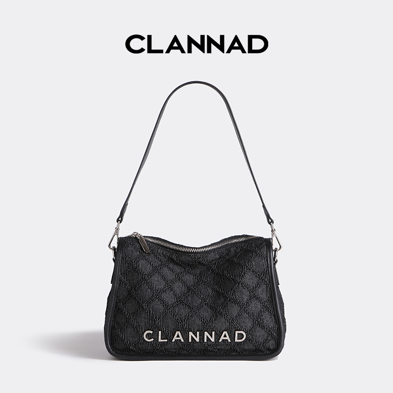 clannad/克兰纳蒂品牌女包经典菱格绣花单肩包大容量斜挎包手提包