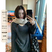 HAMYIHO仿兔绒u领加绒内搭打底衫 白 2025新款 女宽松冬季 上衣中长款