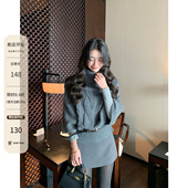 HAMYIHO高领绞花针织衫 蝙蝠袖 斗篷毛衣秋冬女士小众宽松上衣灰色