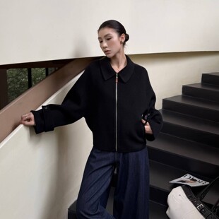 2026春季 气质山羊绒小翻领短夹克百搭外套女毛呢大衣 新品