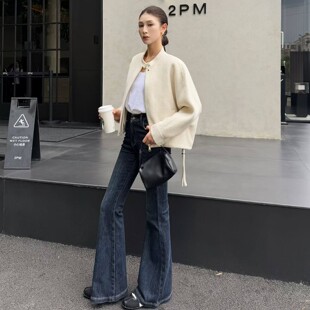 休闲小众简约 松弛感拉链圆领外套显瘦时尚 山羊绒 2026新春季