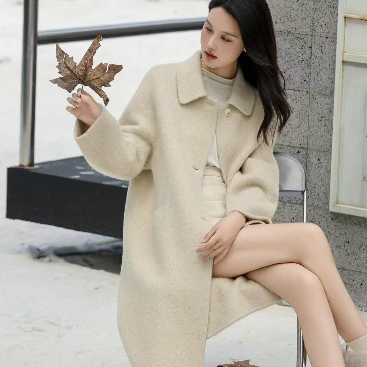 高级韩系苏力羊驼毛大衣