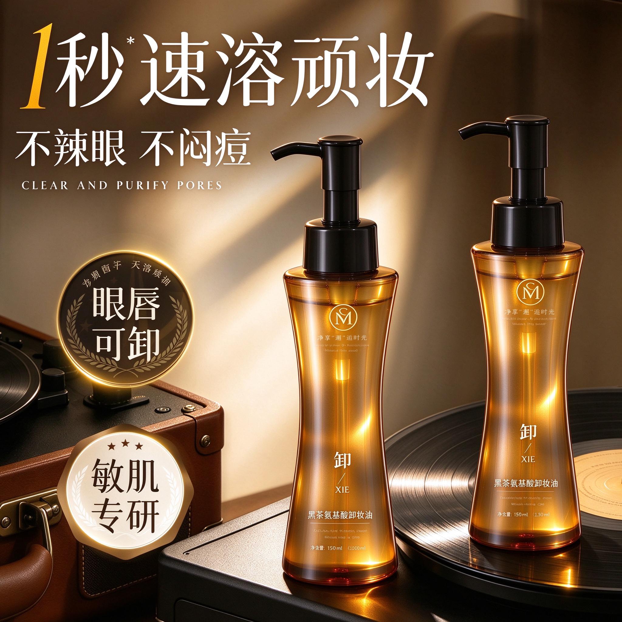 黑茶卸妆油女正品旗舰店官方品牌水液膏脸眼唇温和深层清洁敏感肌