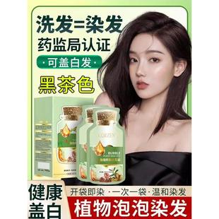 小包装植物泡泡染发剂天然无刺激自己在家染发膏男女盖白发自然黑