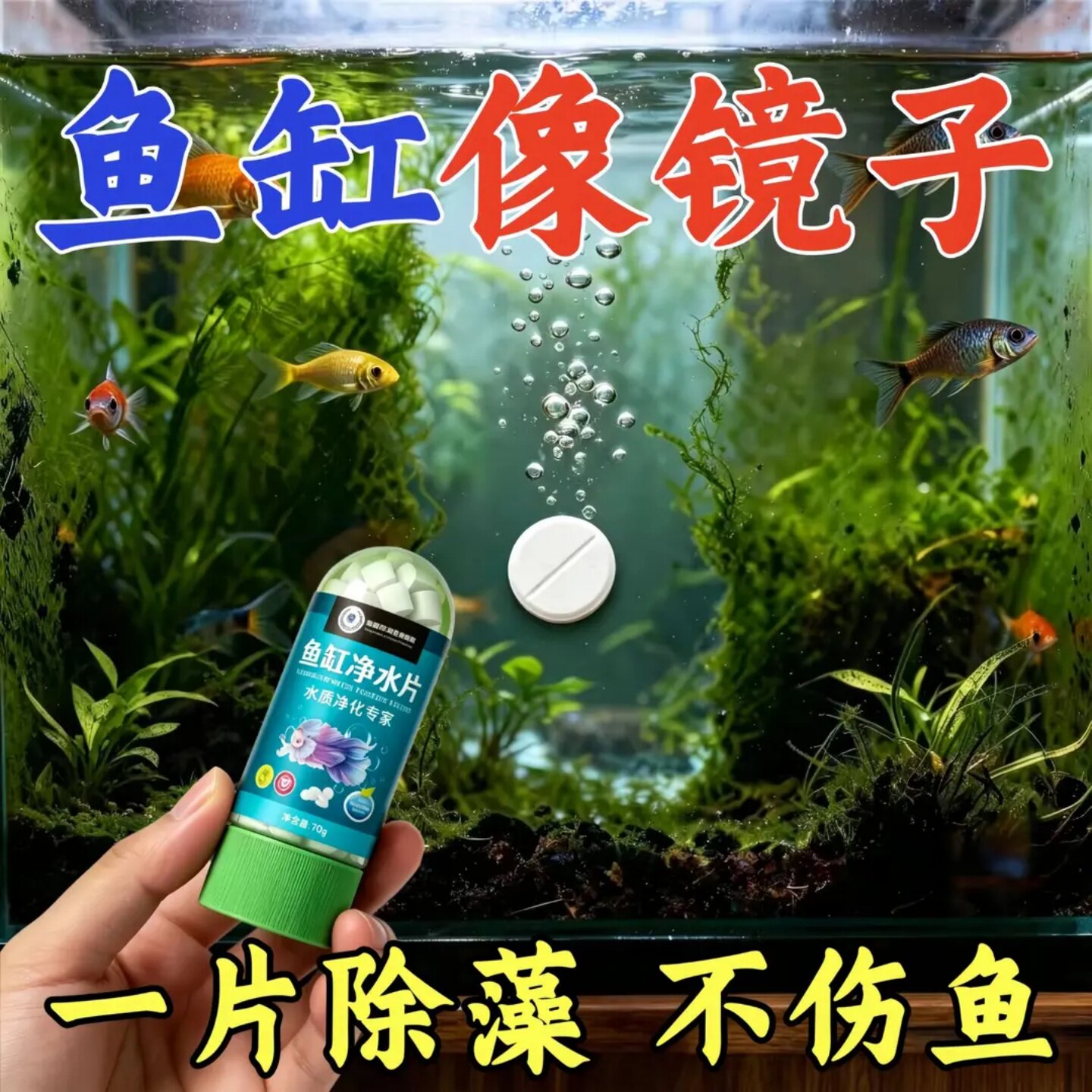 德国拜清生物制药鱼缸净水片水缸清洁专用除绿藻杀菌水质净化剂