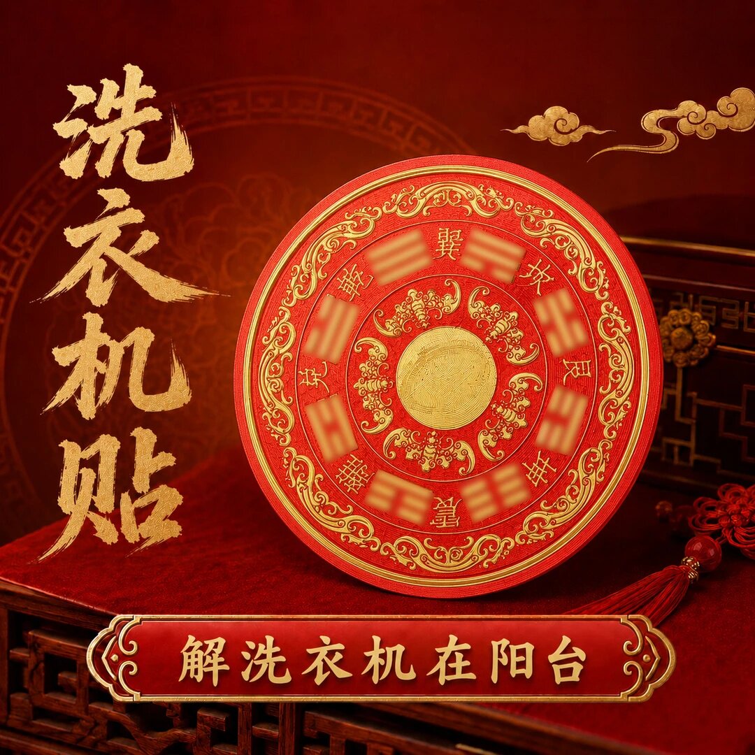 锦源阁八卦福纹贴解洗衣机在阳台卫生间西南避水生财装饰墙贴
