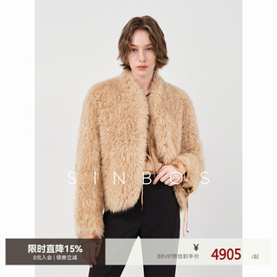 sinbos觅棠 进口托斯卡纳皮毛一体女半立V领2024冬季新款皮草外套