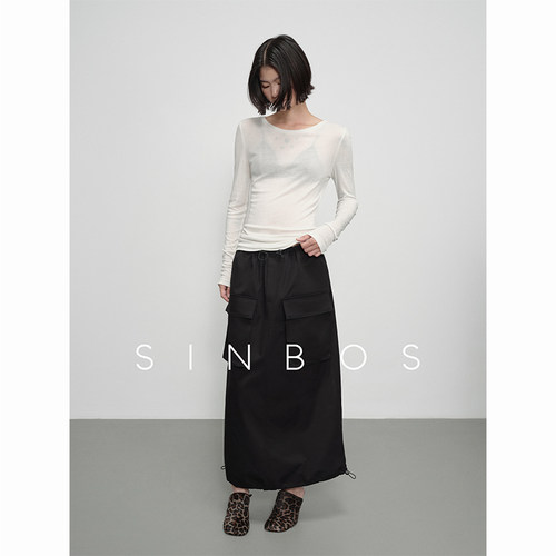 SINBOS跃野 索罗娜环保纤维 定制可调节松紧腰户外工装风半身裙女
