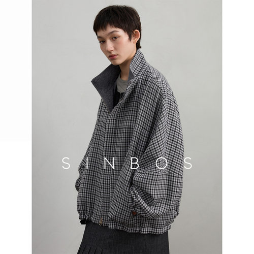 SINBOS候鸟森林 双面穿H廓形羊毛混纺宽松休闲外套女2025秋季新款