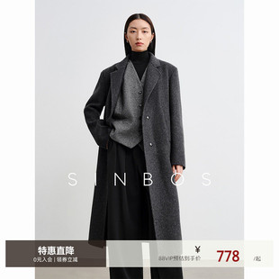 sinbos白昼幻想 双面呢子大衣女长款2024新款骆驼绒混纺羊毛外套