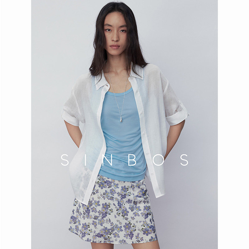 SINBOS罗勒清晨 呼吸感轻薄宽松微透衬衫女苎麻外套2025夏季新款图片