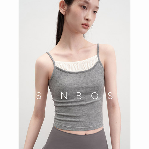 sinbos涟漪 叠穿式风格假两件设计撞色2025夏季新款女士吊带背心