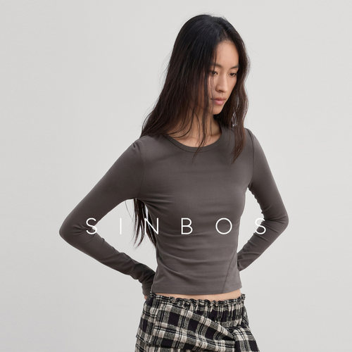 SINBOS自在遐想 贴身弹力磨毛绒感修身休闲打底衫女2025冬季新款