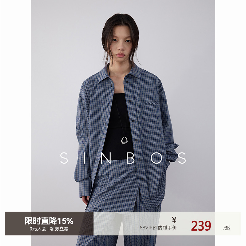sinbos定格时光 慵懒松弛感衬衫女外套2025夏季新款复古格子上衣