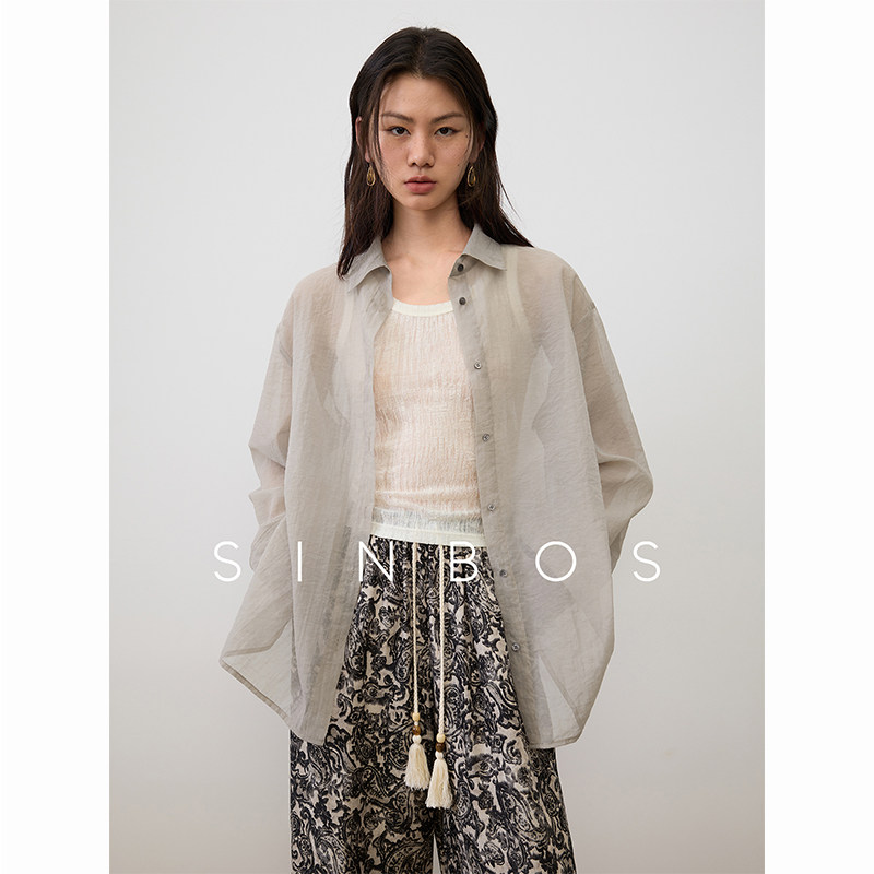 sinbos林间微醺 波嬉风衬衫女轻薄微透设计尼龙外套2025夏季新款图片