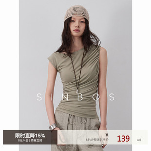 sinbos雪泥甜心 T恤女小众设计感短袖上衣女短款修身2025夏季新款