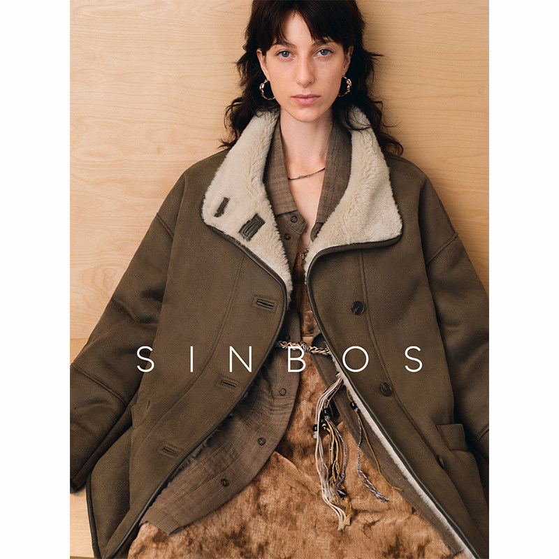 SINBOS苍梧 羊剪绒外套女复合皮毛一体冬季新款美拉德羊羔毛皮草图片
