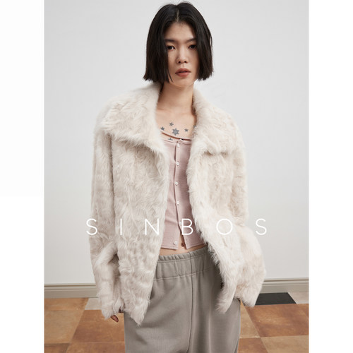 SINBOS浮生若梦 小湖羊皮毛一体皮草短款宽松H型外套女25秋冬新款