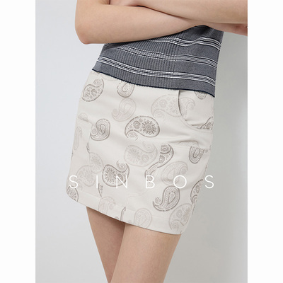 SINBOS花城秘境 定制印花呼吸感全棉复古半身短裙女2025夏季新款
