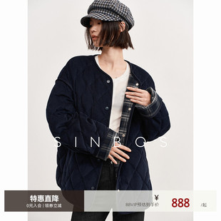 SINBOS双面穿全棉绒感灯芯绒中长款加厚羽绒服女90鸭绒冬季新款