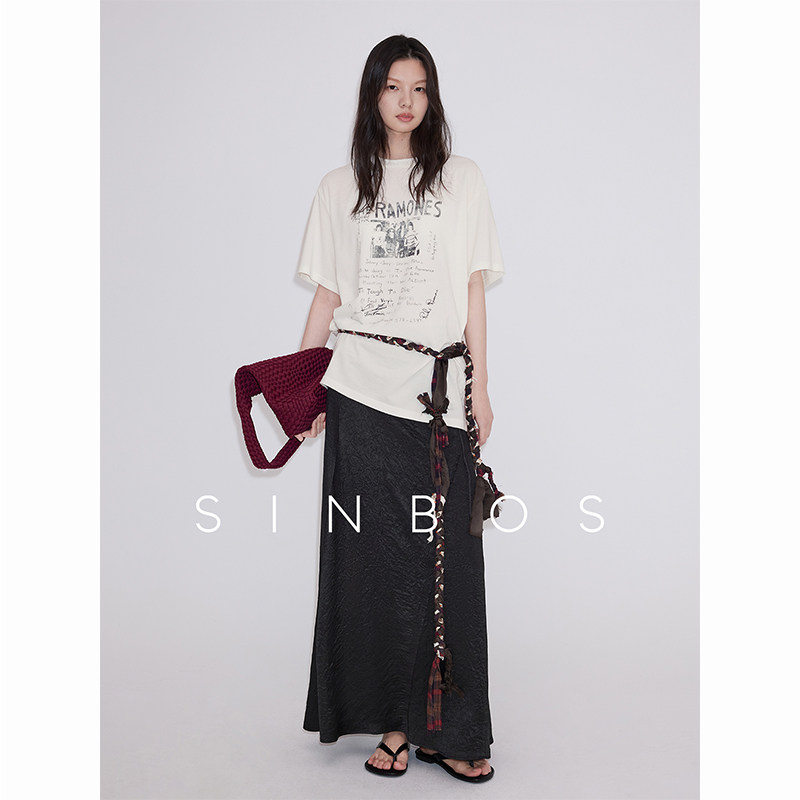 sinbos雾都晚宴 半身裙女醋酸设计感小众长款裙子2025夏季新款图片