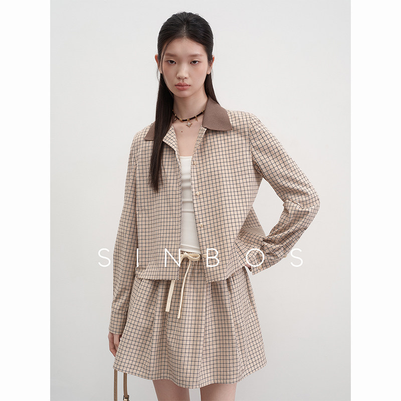 sinbos玫瑰序曲 巴恩领上衣&抽绳百褶半身裤裙2025秋季新款套装女图片