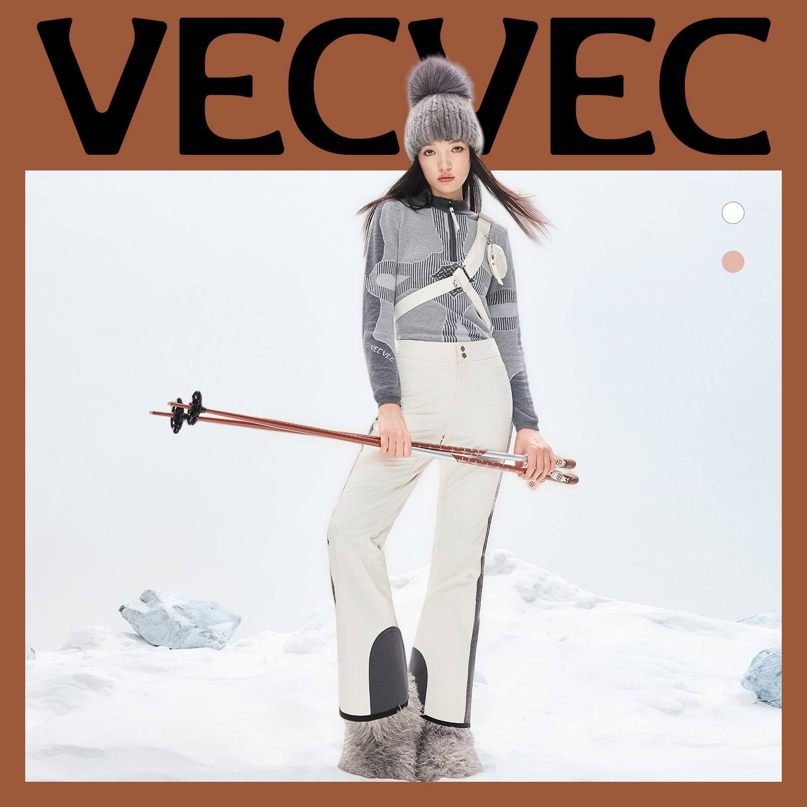 VECVEC滑雪裤户外运动时尚防风防水耐磨老钱贵妇风百搭修身显瘦女