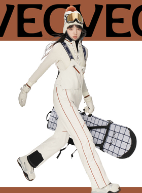 VECVEC滑雪背带裤女3L加厚保暖专业单双板防水防风中性户外连体裤