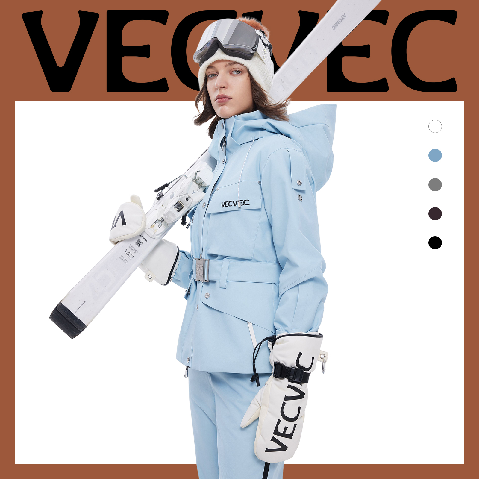 VECVEC单双板3L滑雪服女多色单件冲锋衣外套防水防风保暖专业工装