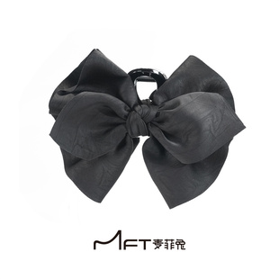 麦菲兔赫本纪事抓夹黑色简约气质蝴蝶结鲨鱼夹后脑勺盘发饰发夹