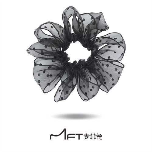 麦菲兔韩版波点网纱大肠发圈