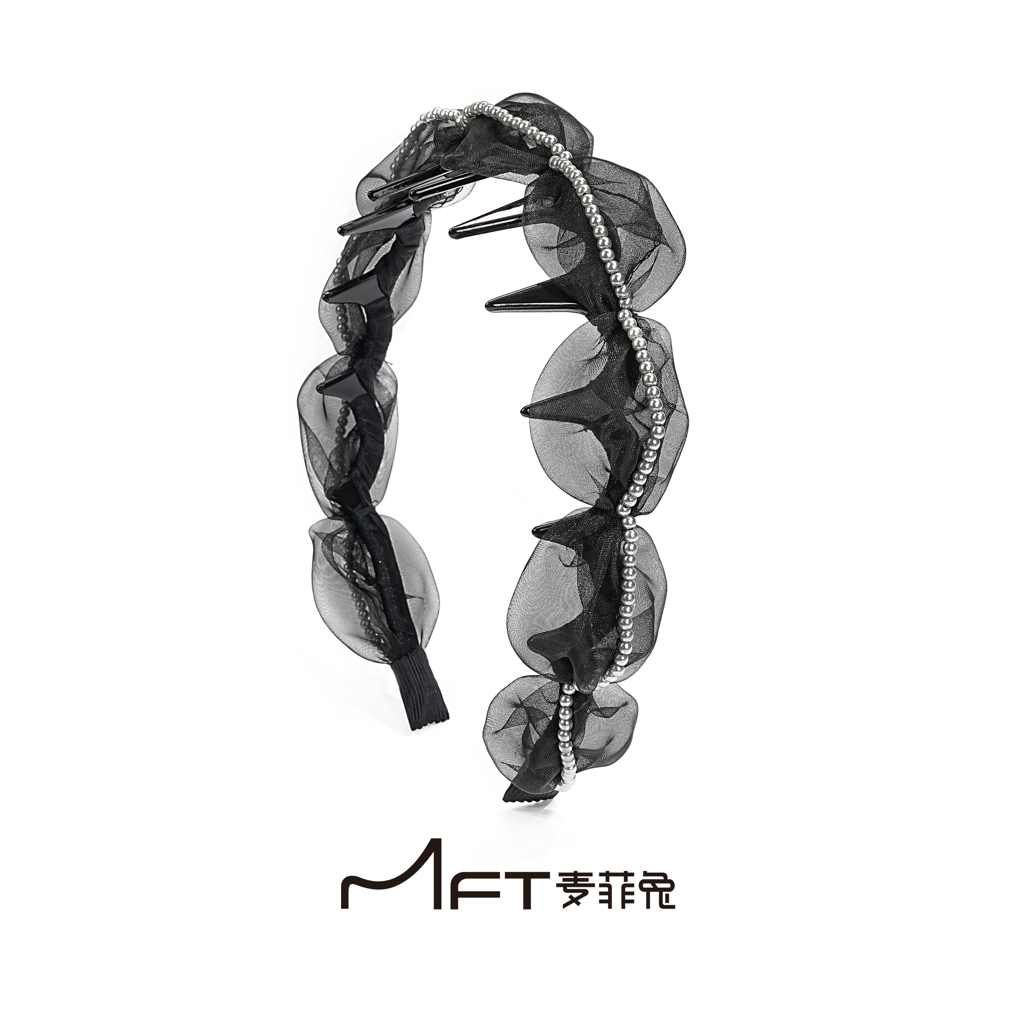 精灵环发箍新款复古薄纱赫本风波浪头箍女高颅顶洗脸化妆压发饰